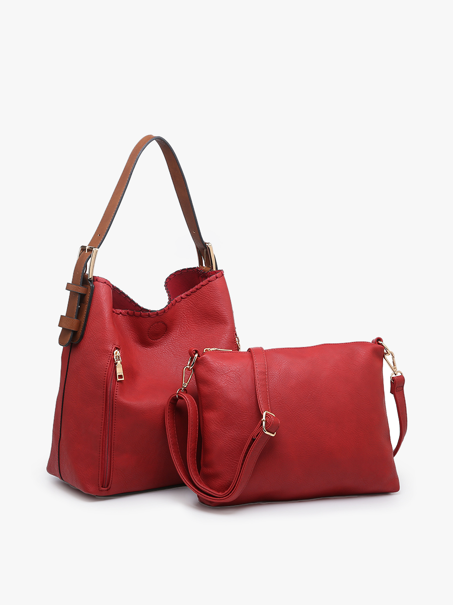 M1816A Alexa 2-in-1 Hobo Bag w/Dual Zip Compartments: Wine