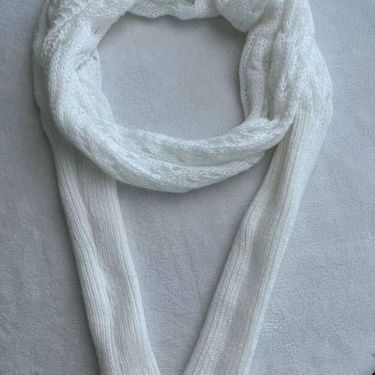 CWASC1793_TWISTED HOLLOW LONG SLEEVE SHAWL COLLAR SCARF: BLACK / (OS)