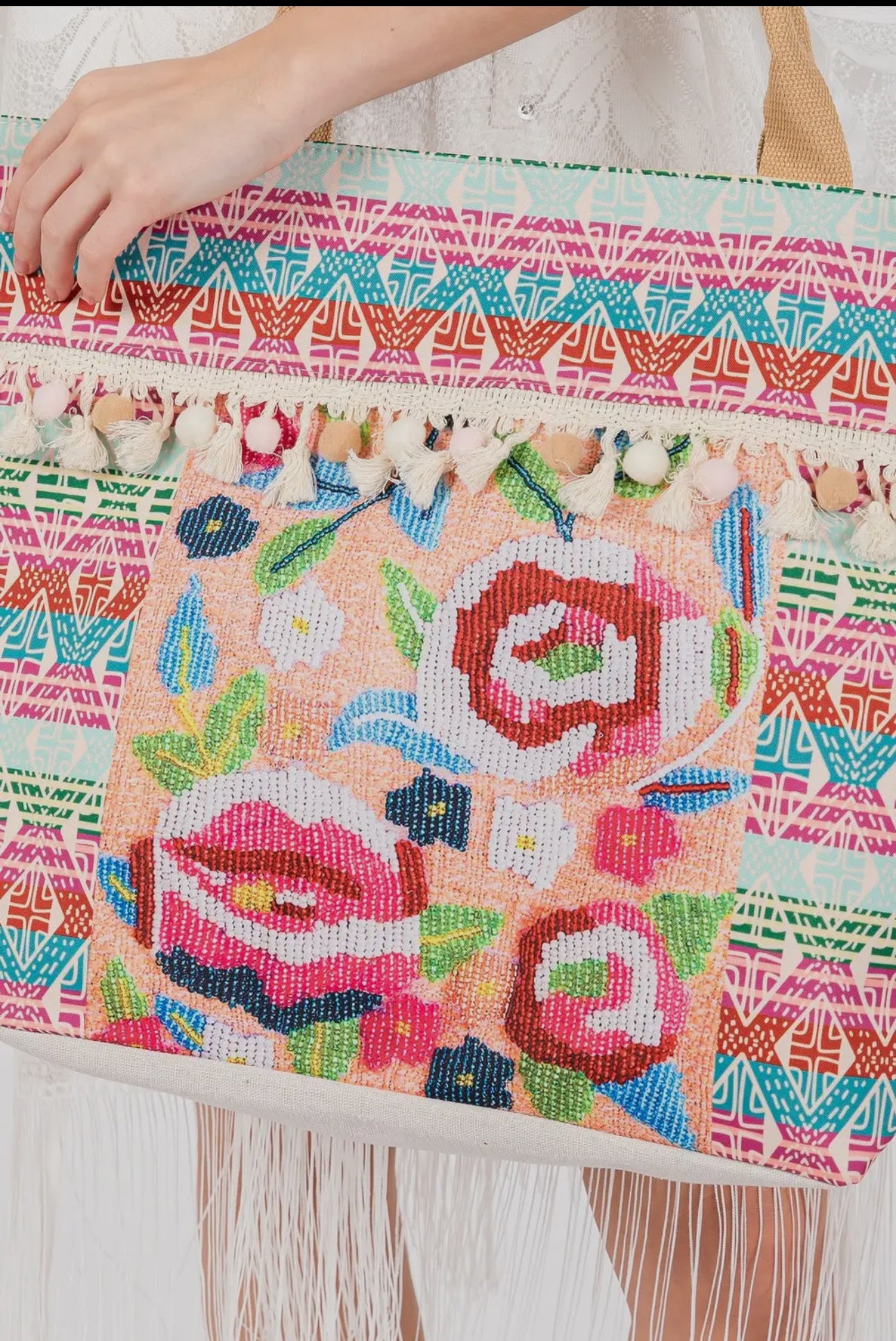 Printed Embroidery Tote Bag