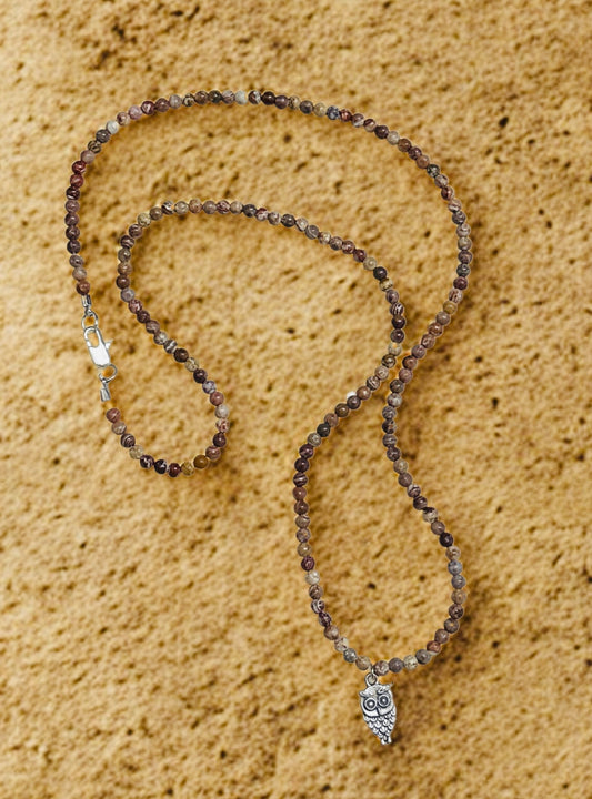 Jasper with Owl Necklace