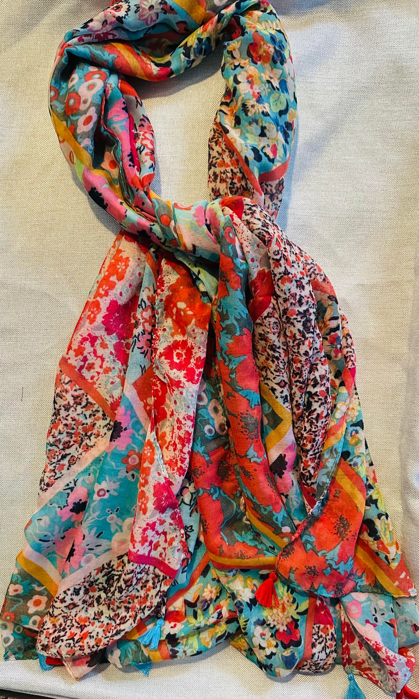 Radiant Patchwork Floral Scarf