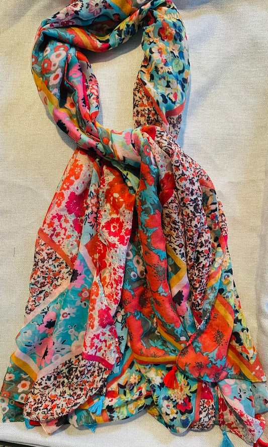 Radiant Patchwork Floral Scarf