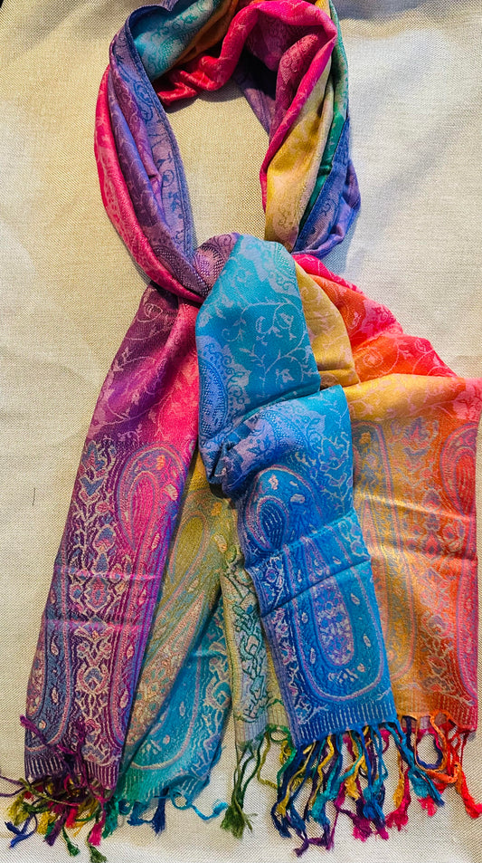 Rainbow Paisley Scarf