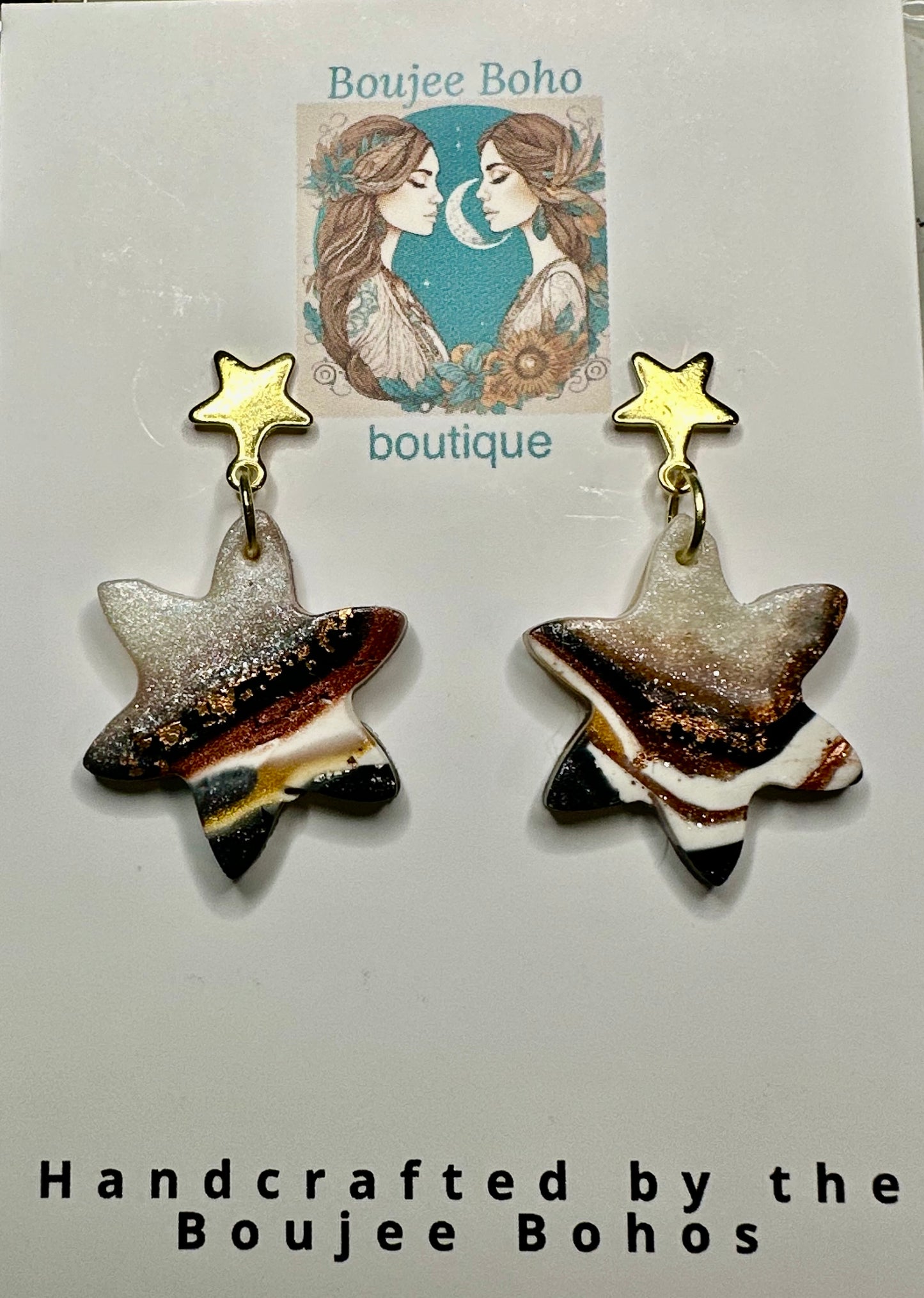 Jungle Quartz Star Earrings