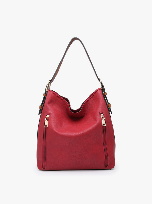 M1816A Alexa 2-in-1 Hobo Bag w/Dual Zip Compartments: Wine