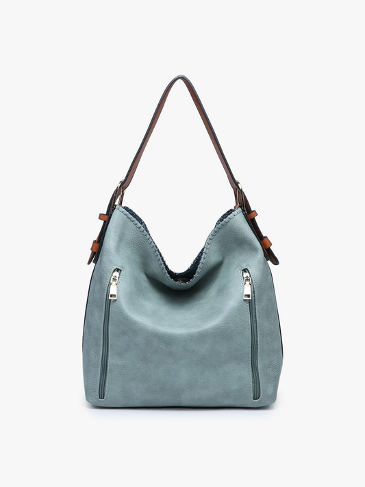 M1816A Alexa 2-in-1 Hobo Bag w/Dual Zip Compartments: Teal