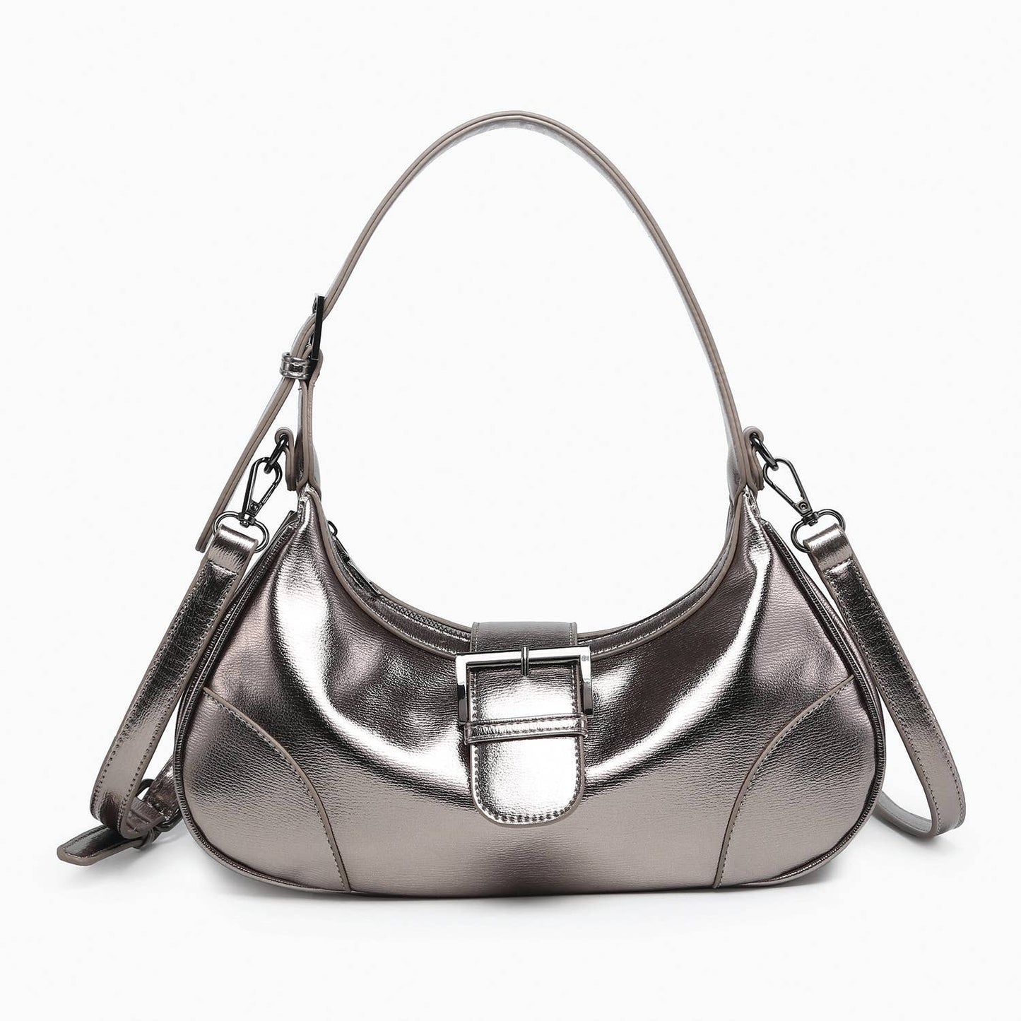 JN2646 Madrid Buckle Shaped Shoulder Bag/Crossbody: Gunmetal