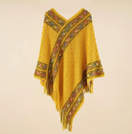 Golden Sunshine Knit Poncho